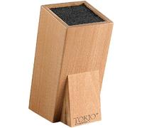TokioKitchenWare Bloc à couteaux universel en bois avec brosse - 6 pièces - Céramique - Tan