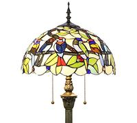 Tokira Lampadaire de Style Colibri Tiffany, Abat-jour de Table en Verre Teinté Traditionnel, Lampe de Salon Standard Art Déco Moderne, Cadeau de Noël [Ne contient pas d'ampoule]