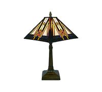 Tokira Lampe de Table Tiffany 10 Pouces, Abat-jour Rétro Vitrail Carré, Lampe Pour le Salon Chambre Style Simple, Lumières décoratives exquises de salle à manger, [Sans Ampoule]