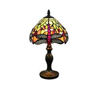Tokira Lampe de Table Tiffany Libellule Vert Rouge 8 Pouces, Rétro Vitrail Abat-jour, Lampe Pour le Salon Chambre, Luminaires Décoratifs [Sans Ampoule]