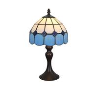 Tokira Lampe Tiffany, 8 Pouces Bleu Méditerranéen Style Vitrail Lampe de Table Convient Pour La Chambre, Vintage Style Européen Veilleuse Convient Pour Le Salon [sans ampoule]