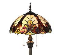 Tokira Tiffany Lampadaire, 16 Pouces Lampadaire Baroque Marron, Verre Multicolore Style Européen Veilleuse Adapté au Salon Chambre[Sans Ampoule]