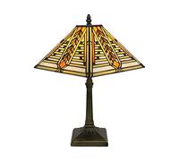 Tokira Tiffany Lampe de Bureau 40 cm de Haut, Vintage 10 Pouces Jaune Libellule Lumières de Banque, Veilleuse de Chevet de Salon Salle de Séjour, Sans ampoule