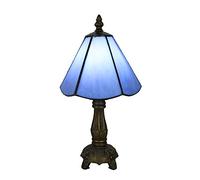 Tokira Tiffany lampe de table 6 pouces, lampe décorative en verre bleu, Lampe de table de chevet en vitrail faite à la main, Lumières de cadeau de vacances exquises [Sans Ampoule]