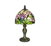 Tokira Tiffany Lampe de Table, 8 Pouces Petite Abat-jour Fleurs Style Ferme, Verre Multicolore E14 Retro Classique Veilleuse Chevet[Sans Ampoule]