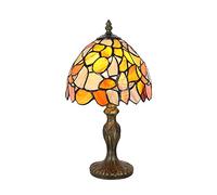 Tokira Tiffany Lampe de Table Feuille D'érable Jaune, 8 Pouces Abat-jour en Verre Multicolore, Lampe de Table Salon Chambre, Vintage Veilleuse Chambre Chevet,[Sans Ampoule]