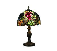 Tokira Tiffany Lampe de Table Verre, Mini 8 Pouces Abat-jour Style Ferme, Perles de Raisin Rouges Retro Petite Veilleuse Salon Chambre Chevet, [Sans Ampoule]