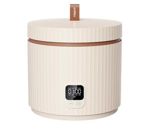 TOKIT Cuiseur à Riz 1,5L Mini Multifonctions pour 1-3 Personnes Marmite à Riz Intérieure Antiadhésive à Revêtement Céramique (Beige)
