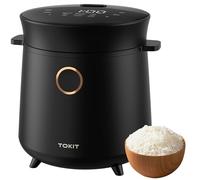 TOKIT Cuiseur à Riz Negro 1,5L pour 1-2 Personnes, Cuiseur à Riz Mini Portable avec 9 Fonctions et Minuterie 24h, Intérieur en Céramique Antiadhésive pour Maison, Dortoirs et le Plein Air