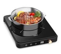 TOKIT Plaque de Cuisson à Induction 2000 W | 9 Niveaux de Puissance, Minuterie de 90 Minutes, Ultra Fine 40 mm, Noire (M2)