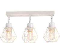 TOKIUS 3 Lampes Plafonniers E27 Industriel Lustre Suspension Vintage Design Rétro Lampe de plafond Abat-jour Blanc Métal Angle réglable pour Chambre Salon Cuisine (Blanc-3 Lampes-B)