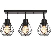 TOKIUS 3 Lampes Plafonniers Industrielles Vintages Lustres Suspensions Rétro E27 Douille Laiton Design Métal Cage Ø110mm Luminaire éclairage Pour Salon Cuisine Chambre