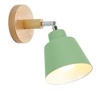 TOKIUS Applique Murale Interieur E27 Lampe Murale Vintage Industrielle Plafonnier Luminaire Rétro Métal et Bois Réglable pour Chambre Cuisine Restaurant (Vert, 1pcs)