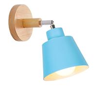 TOKIUS Applique Murale Interieur E27 Lampe Murale Vintage Industrielle Plafonnier Luminaire Rétro Métal et Bois Réglable pour Chambre Cuisine Restaurant (Bleu, 1pcs)