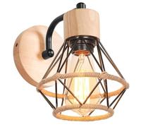 TOKIUS Applique Murale Interieur Vintage Industrielle Plafonnier Luminaire E27 en Métal Lampe Murale Industrielles Rétro Réglable 180° éclairage Mural Cuisine Salon (Noir-A-avec bois-1)