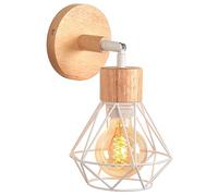 TOKIUS Applique Murale Interieur Vintage Industrielle Plafonnier Luminaire E27 en Métal Lampe Murale Industrielles Rétro Réglable 180° éclairage Mural Cuisine Salon (avec Bois-B-1pcs)