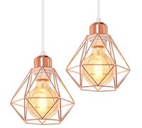 TOKIUS Plafonnier Industriel Vintage Luminaire E27 Rétro Lustre Suspension Design Métal Cage Ø160mm éclairage plafond Pour Salon Cuisine Chambre (Or rose-SS-2)