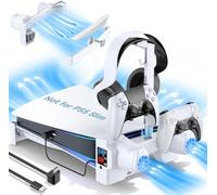 Tokluck Support Horizontal PS5 avec Ventilateurs de Refroidissement à 3 Niveaux pour Console Playstation 5, Accessoires avec Chargeur de Manette, Station de Refroidissement avec Support de Casque