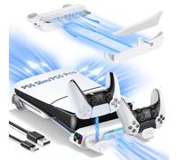 Tokluck Support PS5 Horizontal pour PS5 Slim/Pro Disc et Digital, Refroidissement P5 avec Chargeur à Double Manette, Support Playstation5 Amélioré pour Console Slim&Pro (Incompatible avec P5 2020)