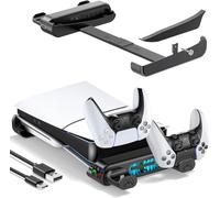 Tokluck Support PS5 Horizontal pour PS5 Slim/Pro Disc et Digital, Refroidissement P5 avec Chargeur à Double Manette, Support Playstation5 Amélioré pour Console Slim&Pro (Incompatible avec P5 2020)