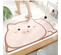 TOKLYUIE Tapis De Bain Super Absorbant,Tapis Antidérapants D'entrée De Salle De Bain De Dessin Animé Mignon,Tapis De Sol Absorbant De Salle De Bain Ménage Tapis De Toilette (80_x_50_cm, Cochon)