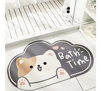 TOKLYUIE Tapis De Bain Super Absorbant,Tapis Antidérapants D'entrée De Salle De Bain De Dessin Animé Mignon,Tapis De Sol Absorbant De Salle De Bain Ménage Tapis De Toilette (60_x_40_cm, Miaou Poilu)