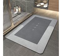 Tapis De Sol de Salle De Bain Absorbant, Grande Taille à Séchage Rapide, Lavable en Machine, Facile à Nettoyer (40_x_60_cm, Gris Clair Rectangulaire)