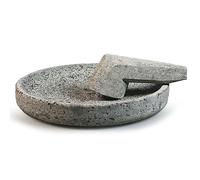 Tokoindah Cobek Mortier en pierre naturelle volcanique - Outil de cuisine indonésien traditionnel pour hacher et moudre - Robuste et durable, polyvalent comme bol de service - Ø 25 cm