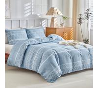 Tokokimo Housse de Couette 200x200 avec 2 Taies d'oreiller 65x65 cm - Design Bohémien - Parure de lit 200x200 cm - 100% Microfibre Housse Couette avec Fermetures éclair, Bleu