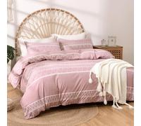 Tokokimo Housse de Couette 220x240 avec 2 Taies d'oreiller 65x65 cm - Design Bohémien - Parure de lit 220x240 Adulte - 100% Microfibre Housse Couette avec Fermetures éclair, Rose