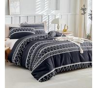 Tokokimo Housse de Couette 220x240 avec 2 Taies d'oreiller 65x65 cm - Design Bohémien - Parure de lit 220x240 Adulte - 100% Microfibre Housse Couette avec Fermetures éclair, Noir