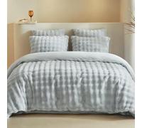 Tokokimo Parure de lit 3 pièces en flanelle 260 x 240 cm - Chaude pour l'hiver - 1 housse de couette 260 x 240 cm + 1 taie d'oreiller 50 x 75 cm, gris