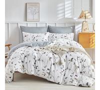 Tokokimo Parure de lit 3 pièces pour lit double, avec housse de couette de 220 x 240 cm et 2 taies d'oreiller de 80 x 80 cm à fermeture Éclair, à motif de branche d'arbre, blanc
