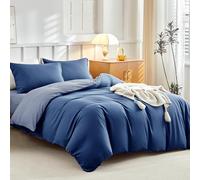 Tokokimo Parure de lit 4 pièces King Size en microfibre ultra douce avec taies d'oreiller et drap-housse à bonnets profonds (épaisseur du matelas de 40 cm), bleu foncé