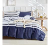 Tokokimo Parure de lit double 240 x 220 cm, housse de couette double 3 pièces en microfibre avec motif bohème, comprenant 1 housse de couette 240 x 220 cm + 2 taies d'oreiller 50 x 80 cm, bleu