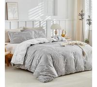 Tokokimo Parure de lit double 260 x 240 cm, housse de couette double 3 pièces en microfibre avec motif brindilles et feuilles, comprenant 1 housse de couette 260 x 240 + 2 taies d'oreiller 50 x 80 cm,