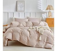 Tokokimo Seersucker Housse de Couette 240x220 cm, en Microfibre Douce avec Fermeture Éclair, 1 Parure de Lit 220x240cm + 2 Taies d'oreiller 65x65cm, Kaki