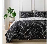 Tokokimo Underzy Parure de lit 3 pièces en microfibre avec housse de couette de 240 x 220 cm et 2 taies d'oreiller de 50 x 75 cm, noir/blanc