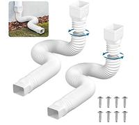 TOKPLNU Lot de 2 rallonges de bec de descente flexibles pour gouttière de pluie - Blanc - Connecteur de gouttière - Tuyau de drainage d'eau de pluie - Rallonge de drainage de pluie de 50 à 147 cm