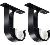 TOKPLNU Lot de 2 Supports de Tringle à Rideaux de Plafond Noirs - Très Résistants en Alliage d'Aluminium