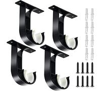 TOKPLNU Lot de 4 supports de tringle à rideaux de plafond, supports robustes en alliage d'aluminium, supports de tringle à rideaux noirs pour tringles de 25 mm à 30 mm