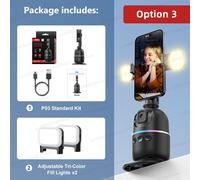 TOKQI-P03 Gimbal de Suivi Automatique du Visage avec AI - Support Rotatif 360° pour Smartphone et Caméra d'Action,Idéal pour Vlog et Tournage en Direct - Type add Fill Light #B