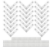 TOKSEO 20 Pièces équerre d'angle Plate avec 100 Vis, 80 X 80 mm Equerre Plate,Equerre Fixation, équerre de Fixation pour Meubles, Armoires, Tables et Chaises en Bois