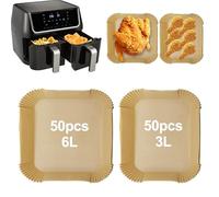 TOKSEO Lot de 100 feuilles de papier sulfurisé pour friteuse à air chaud, 6/3,1 l, papier sulfurisé pour friteuse à air chaud Philips Dual Basket Airfryer 3000, Moulinex, Tefal EY901810