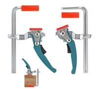 TOKSEO Lot de 2 colliers de serrage à cliquet entièrement en acier avec poignée de levier, support bas à une main, capacité de 160 mm et profondeur de gorge de 60 mm, colliers de serrage rapide pour