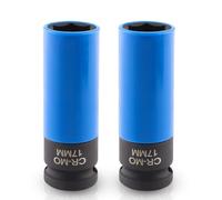 TOKSEO Lot de 2 douille de visseuse à percussion, 17 douilles de changement de roue avec protection en plastique, écrous en acier CR-MO entraînement 1/2" pour jantes en aluminium