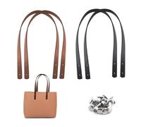 TOKSEO Lot de 4 anses de sac en cuir synthétique - 60 cm - Amovibles - Avec 16 rivets - Pour sac à main et portefeuille - Noir/marron