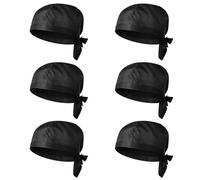 TOKSEO Lot de 6 toques de Chef Unisexes en Coton, réglables et Respirantes, Noires, pour Restaurants, hôtels, écoles, Cuisines ménagères, Bars, Noir