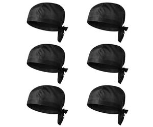 TOKSEO Lot de 6 toques de Chef Unisexes en Coton, réglables et Respirantes, Noires, pour Restaurants, hôtels, écoles, Cuisines ménagères, Bars, Noir