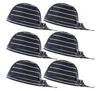 TOKSEO Lot de 6 toques de Cuisinier Unisexes, réglables et Respirantes pour Restaurants, hôtels, écoles, Cuisines ménagères, Bars (Rayures Noires et Blanches)